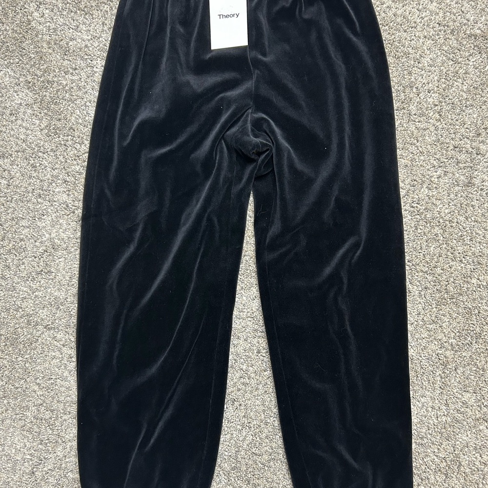 Theory Black Velvet Knit Slim Jogger Pants | Size S | NWT |